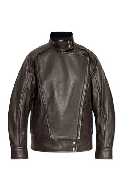 Iro Akileas Collared Leather Jacket In Brown