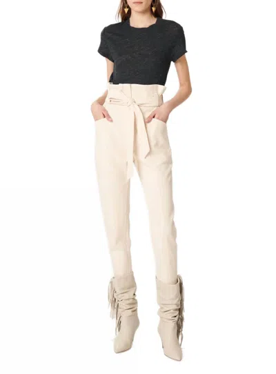 Iro Akin Cropped Belted Cotton-twill Tapered Pants In Ecru