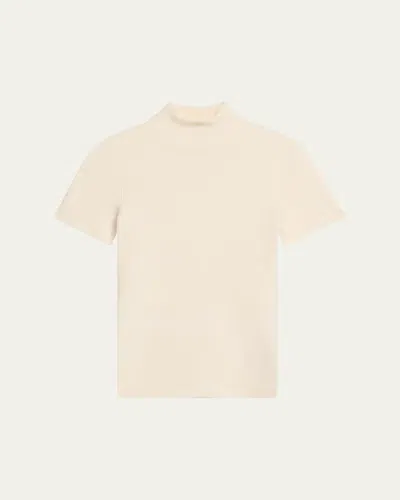 Iro Alec Ribbed Mock-neck Top In Ecru