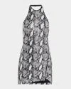 Iro Allany Sequined Halter Mini Dress In Blackwhitesilver