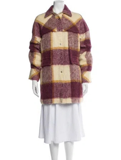 Pre-owned Iro Alpaca Plaid Print Faux Fur Jacket In Neutral