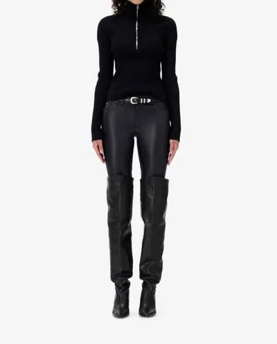 Iro Ambra Half Zip Ribbed Sweater In Black