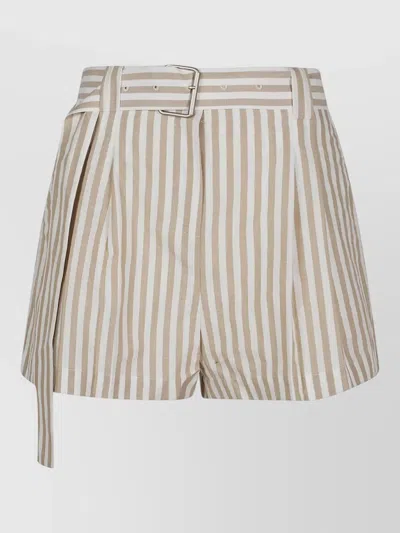 Iro Anemone Pleated Striped Pants Belted Waist In Brown