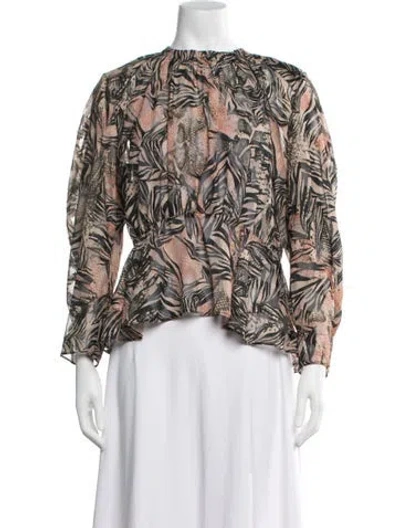 Pre-owned Iro Animal Print Crew Neck Blouse In Metallic/neutrals