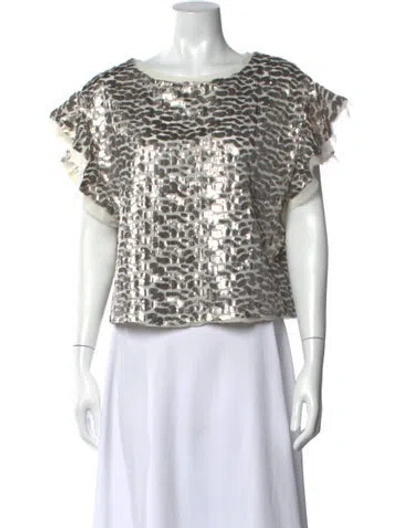 Pre-owned Iro Animal Print Crew Neck Top In Neutral