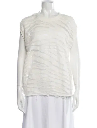 Pre-owned Iro Animal Print Crew Neck Top In White