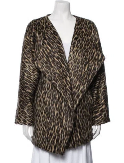 Pre-owned Iro Animal Print Faux Fur Coat In Brown/neutrals