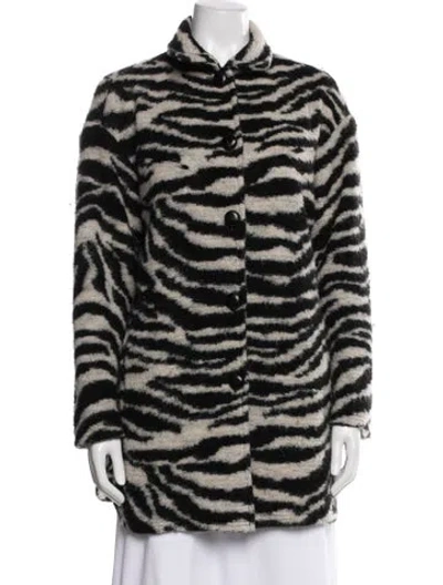 Pre-owned Iro Animal Print Faux Fur Jacket In Black