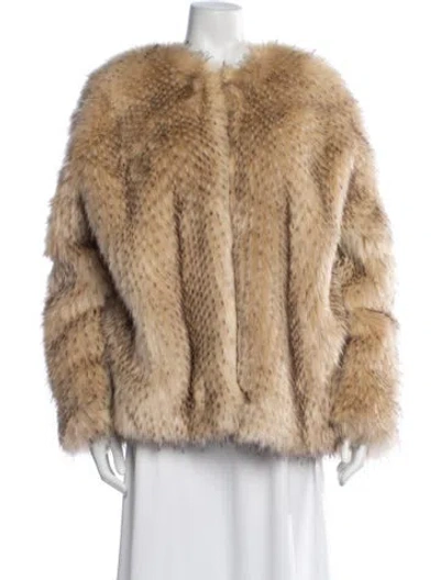 Pre-owned Iro Animal Print Faux Fur Jacket W/ Tags In Neutrals
