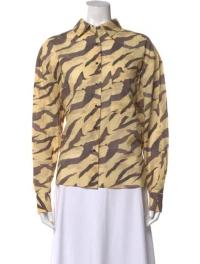Pre-owned Iro Animal Print Long Sleeve Button-up Top In Multi