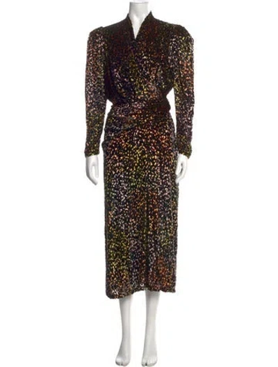 Pre-owned Iro Animal Print Midi Length Dress In Black