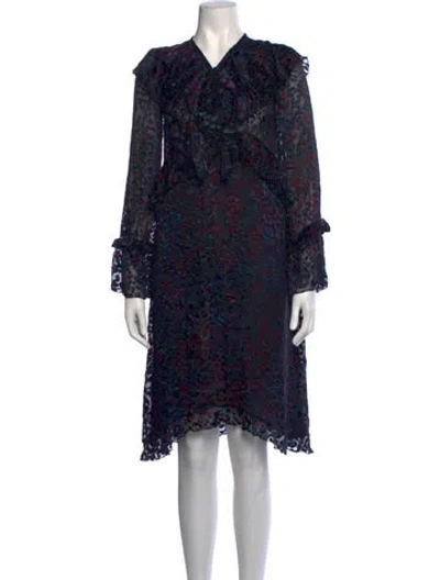 Pre-owned Iro Animal Print Midi Length Dress In Blue