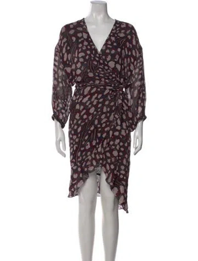 Pre-owned Iro Animal Print Midi Length Dress In Burgundy