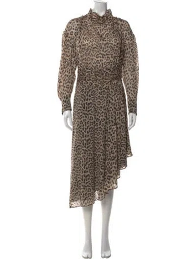 Pre-owned Iro Animal Print Midi Length Dress In Neutral