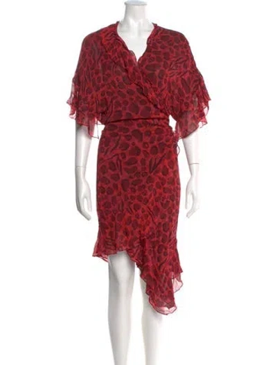 Pre-owned Iro Animal Print Midi Length Dress In Red