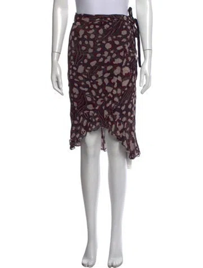 Pre-owned Iro Animal Print Midi Length Skirt In Purple