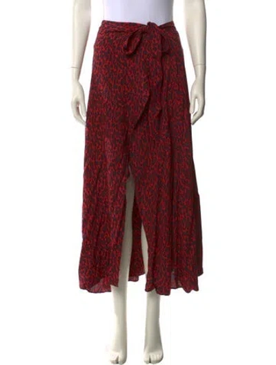 Pre-owned Iro Animal Print Midi Length Skirt In Red