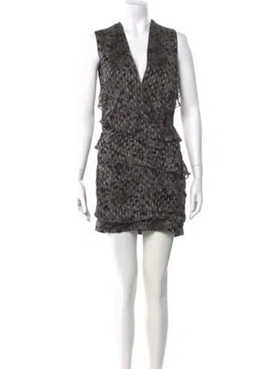 Pre-owned Iro Animal Print Mini Dress In Gray