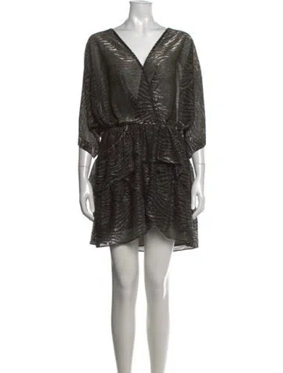 Pre-owned Iro Animal Print Mini Dress In Green/metallic