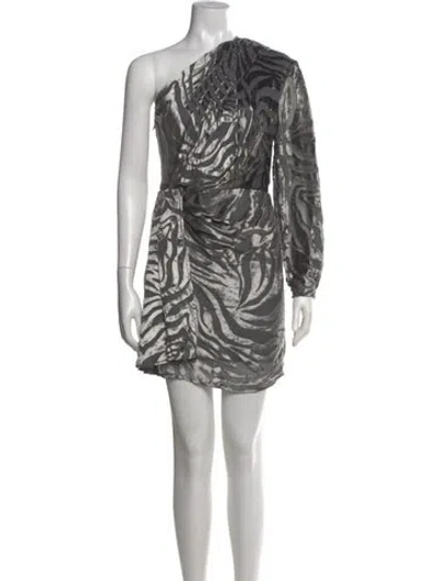 Pre-owned Iro Animal Print Mini Dress W/ Tags In Gray