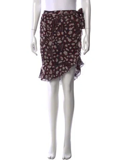 Pre-owned Iro Animal Print Mini Skirt In Burgundy