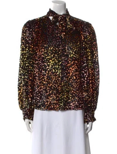 Pre-owned Iro Animal Print Mock Neck Blouse W/ Tags In Multi