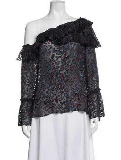 Pre-owned Iro Animal Print One-shoulder Blouse In Blue