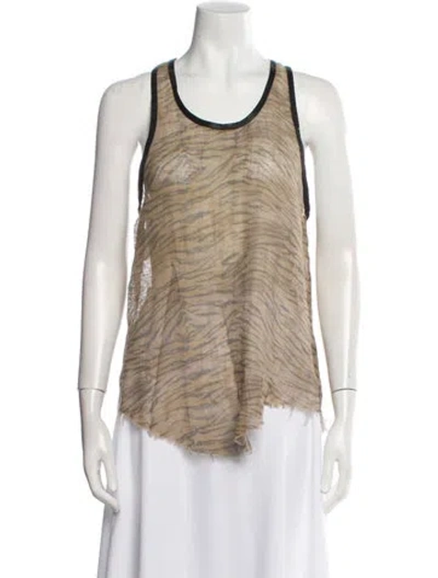 Pre-owned Iro Animal Print Scoop Neck Top In Neutral