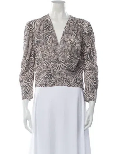 Pre-owned Iro Animal Print V-neck Blouse In Neutral
