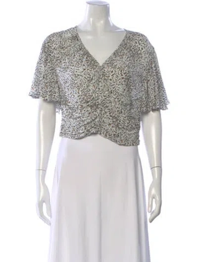 Pre-owned Iro Animal Print V-neck Blouse In White