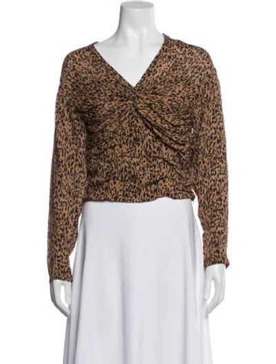 Pre-owned Iro Animal Print V-neck Top W/ Tags In Brown