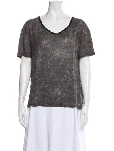 Pre-owned Iro Animal Print V-neck T-shirt In Grey