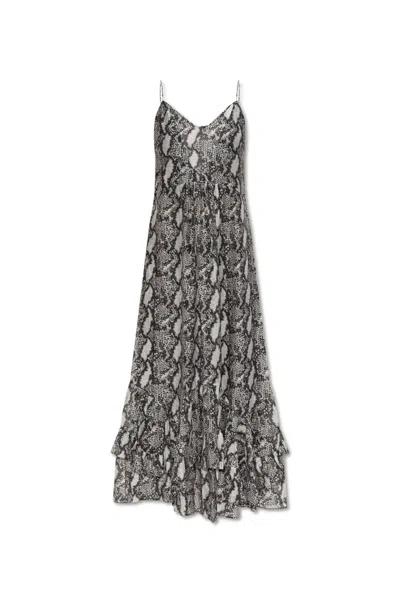 Iro Arouba Knit Ruffled Maxi Dress In Grey