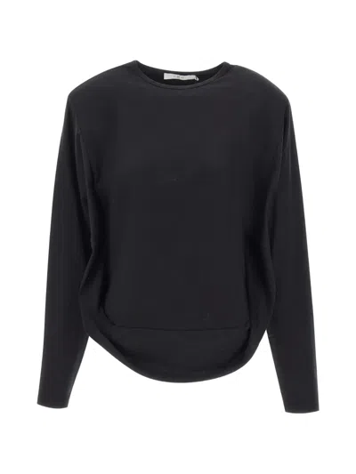 Iro Arum Padded-shoulder Asymmetrical-hem Sweatshirt In Black