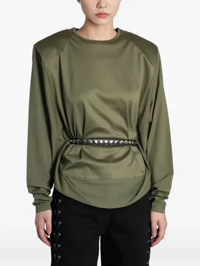 Iro Arum Padded-shoulder Long-sleeve T-shirt In Green