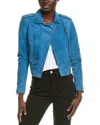 Iro Ashley Suede Leather Jacket In Blue