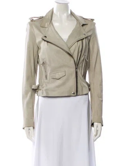 Pre-owned Iro Ashville Lamb Leather Biker Jacket In Neutral