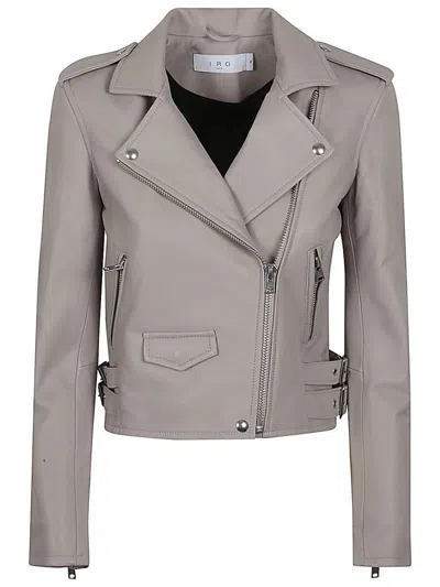 Iro Lapel Long-sleeved Leather Jacket In Grey