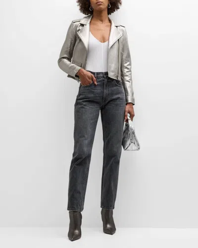 Iro Ashville Leather Jacket In Golden Brown In Metallic