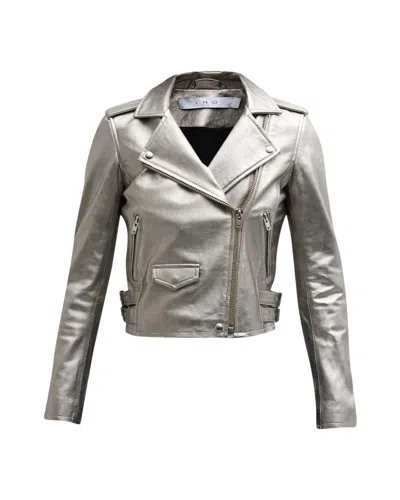 Iro Ashville Leather Jacket In Golden Brown In Silver