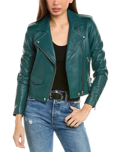 Iro Ashville Leather Moto Jacket In Blue