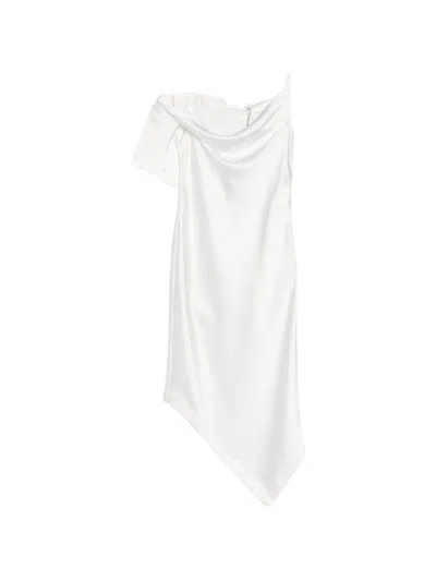 Iro Thiana Asymmetrical Satin-finish Mini Dress In White