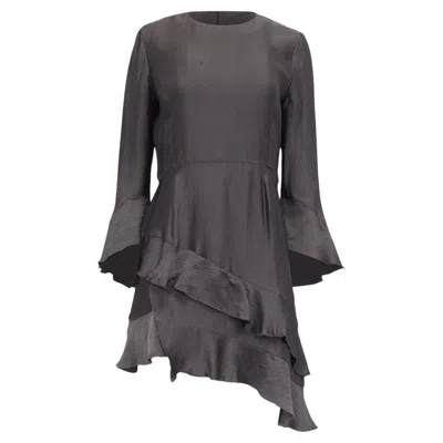 Pre-owned Iro Asymmetric Ruffled Mini Dress In Grey Cupro In Gray