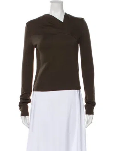 Pre-owned Iro Asymmetrical Long Sleeve Top In Brown