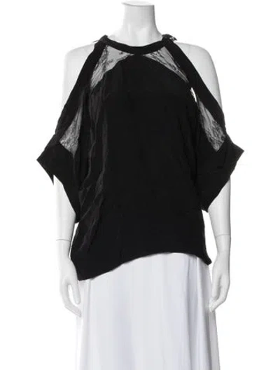 Pre-owned Iro Asymmetrical Short Sleeve Top In Black