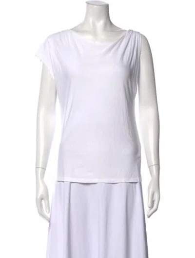 Pre-owned Iro Asymmetrical Short Sleeve Top In White
