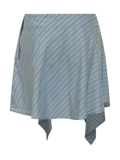 Iro Asymmetrical Striped Mini Skirt In Blue Left Bank Stripe