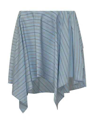 Iro Asymmetrical Striped Mini Skirt In Blue Left Bank Stripe