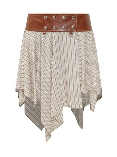 Iro Asymmetrical Striped Mini Skirt With Belt In Multi