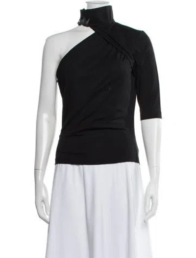 Pre-owned Iro Asymmetrical Three-quarter Sleeve Top In Black